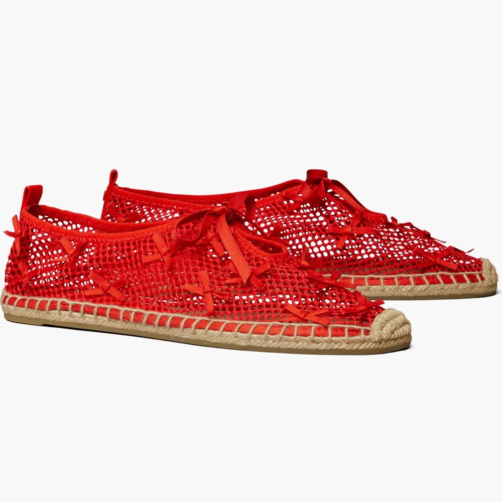 NEW Tory Burch Mini Bow Espadrille in Blazing Red
